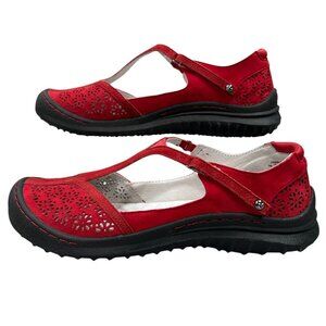 Jambu Creek Red Walking Comfort Laser-Cut Outdoor Mary Jane Shoes Size 9